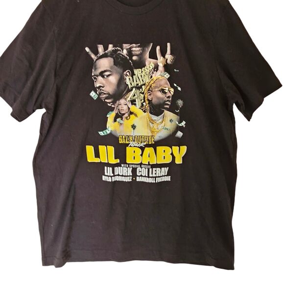 LIL BABY and LIL DURK 2021 The Back Outside Tour T-Shirt Tee Black XL Double Sid - Picture 3 of 8